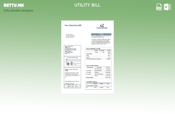 Модерен стил Тунис за електрична енергија доказ за адреса шаблон за сметки за ко